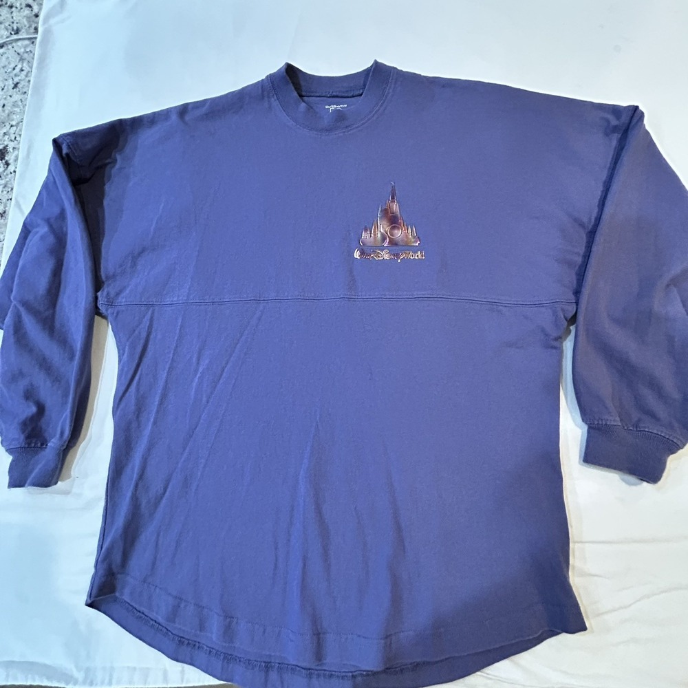 Disney Walt Disney World 50th Anniversary Spirit Jersey Purple Gold XS Shimmer
